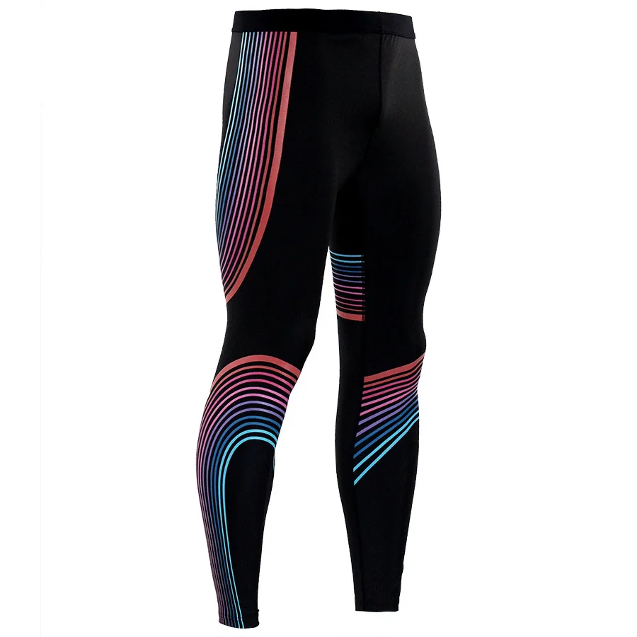 

Streamer color Compression Tights Pants Men Gyms Fitness Sporty Leggings Male Joggers Workout Skinny Trousers Sportswear Bottoms