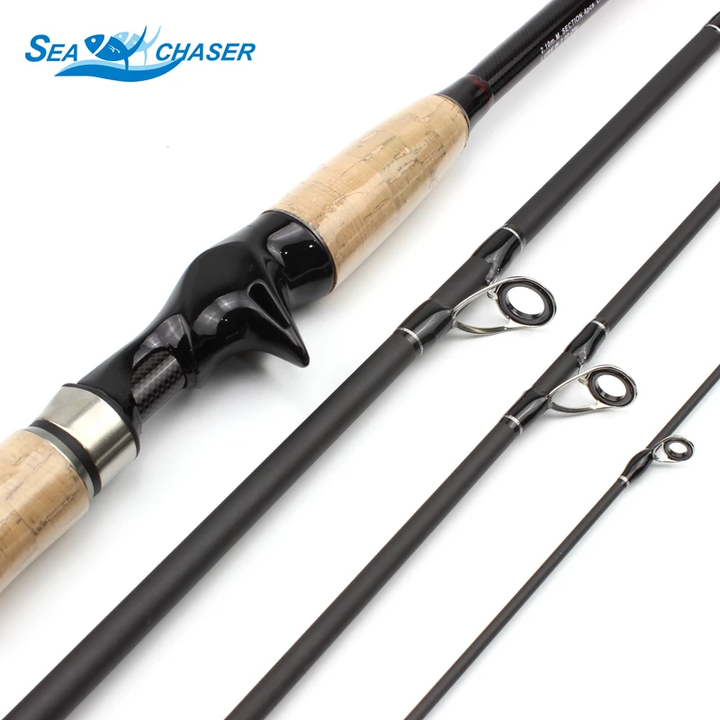 2.1M 2.4M 2.7M sea rod Carbon wooden handle 4 Sections lure rod M Power