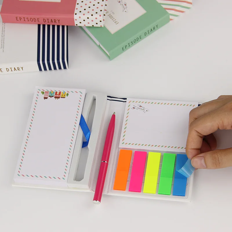 1 PC Creative Hardcover Notepad Sticky Notes Kawaii Stationery Diary Notebook and Pen Office School Supplies 1 PC Creative Hardcover Notepad Sticky Notes Kawaii Stationery Diary Notebook and Pen Office School Supplies