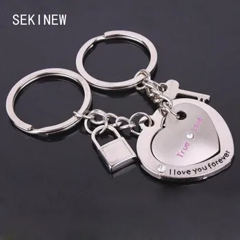 

2Pcs/set Love Heart Keyring Couple Keychain Key Ring New Fashion gift for kids friends Car Ornament Accessories