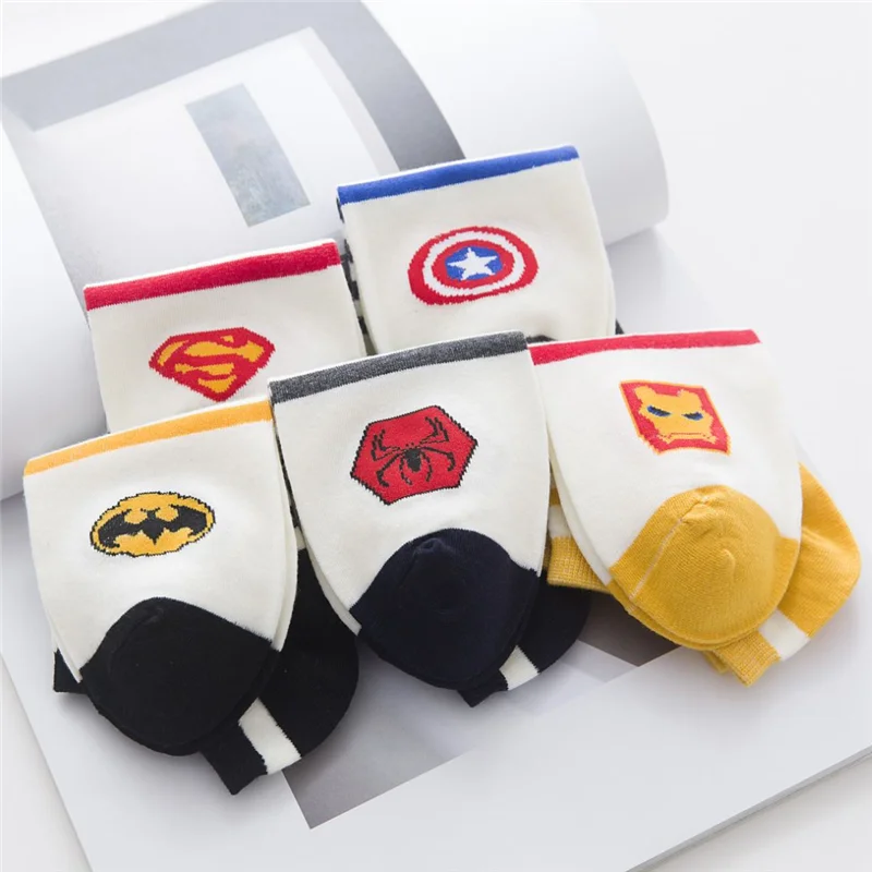 

Avengers Man Wei Cartoon Cotton Short Socks Batman Superman Wild Novelty Funny Casual Men's Socks Hot Sale