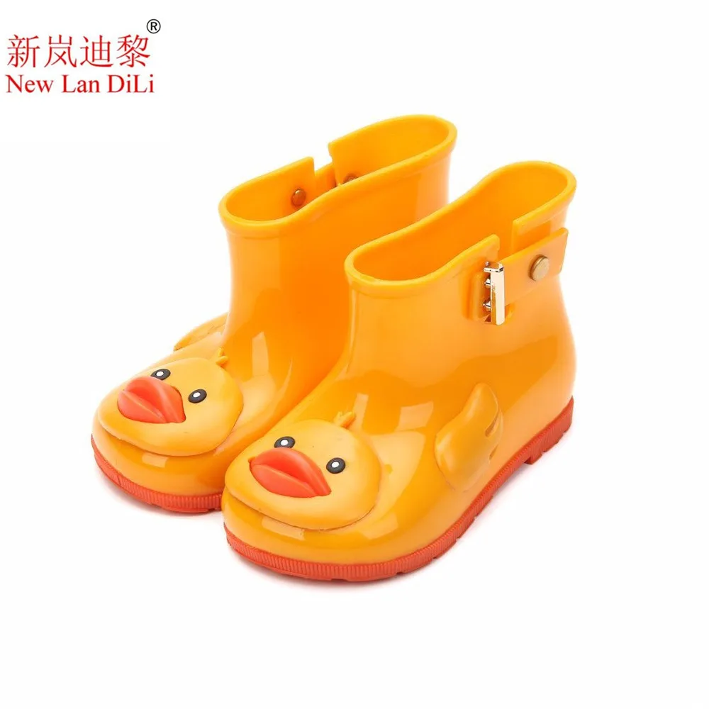 Mini-Melissa-Duck-Rain-Boot-Rhubarb-Children-Shoe-2017-New-Winter-Side-Rivets-PVC-Dough-Kids