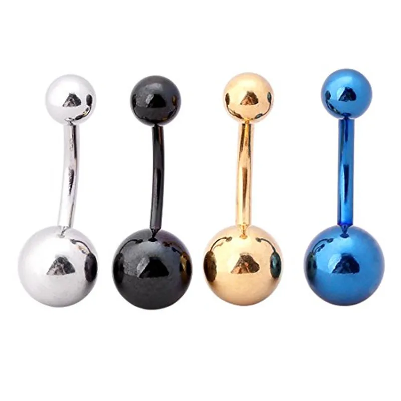 2018 New Solid Color Body Jewelry Belly Button Ring Two Ball Stainless