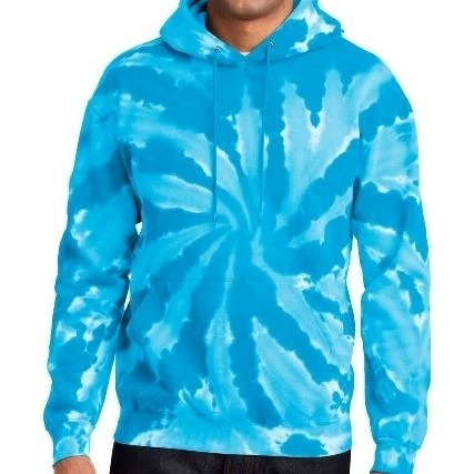 Port & Company PC146 Mens Tie-Dye Pullover Hooded Sweatshirt Turquoise - 2XL (1)