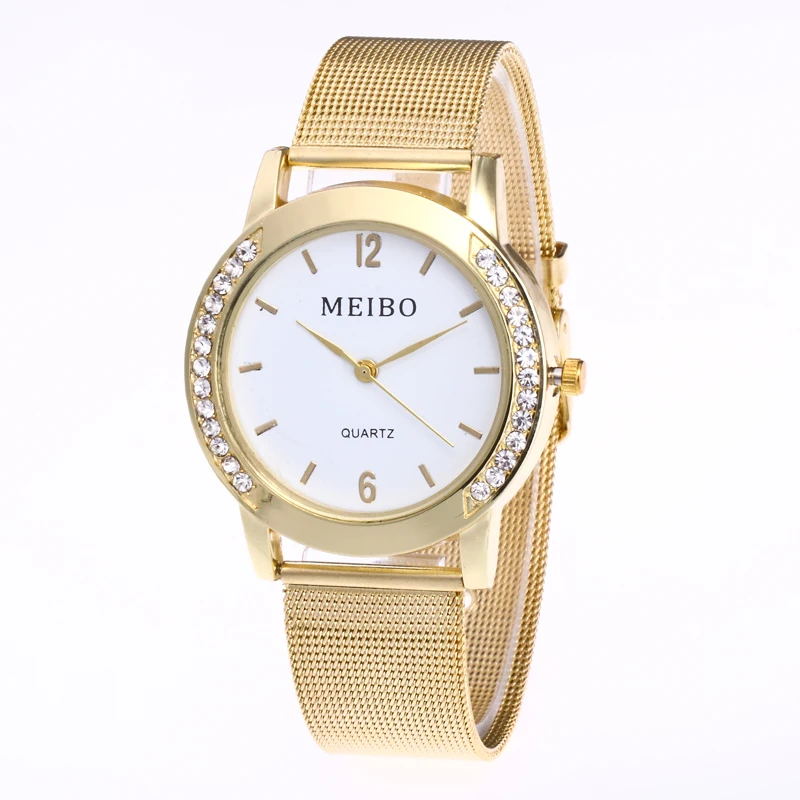 

Luxury Diamond Watch Ladies Gold Stainless Steel Mesh Belt Quartz Watch Ladies Fashion Dress Watch Waterproof Casual Watch Clock