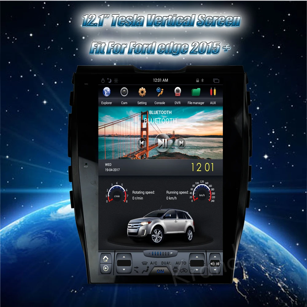 Flash Deal Krando Android 8.1 12.1" Tesla Vertical screen car radio gps navigation for Ford edge 2015+ multimedia entertainment system OBD2 0