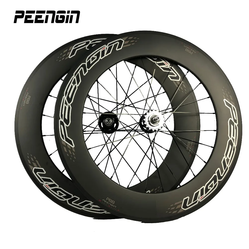 

track bike wheelset 23mm width 88mm carbon rim fixed gear Clincher Tubeless compatiable aero FJH/Pillar PSR1423/sapim CX spokes
