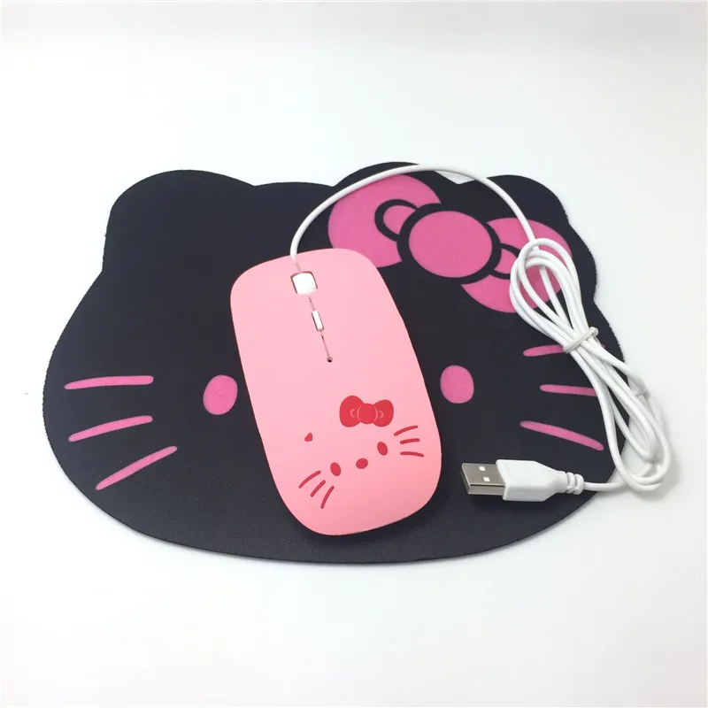 Высокое качество розовый hello kitty USB проводной кабель мышь девушка симпатичная из