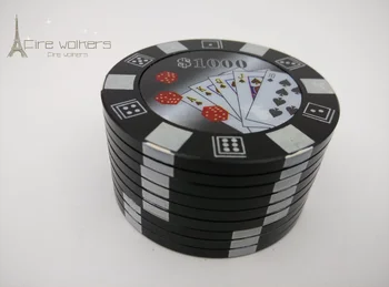 

New 1pcs Aluminum Big Poker Chip 3-layer Tobacco Grinder Hand Weed Grinder Machine For Smoking Pipe GR070