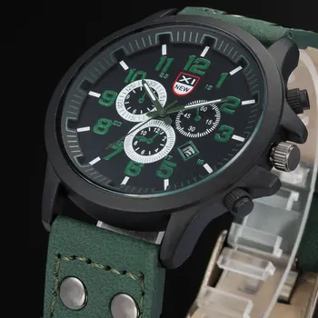 

2018 XINEW Brand Original Mens Fashion Sports Watches Leather Strap Date Calendar Casual Quartz watch Relogio Masculino Marca