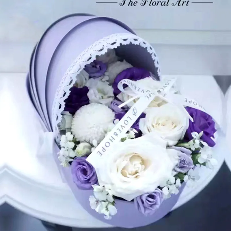 1PC Lace Ribbon Flower Box Cradle Gift Boxes Flower Bouquet