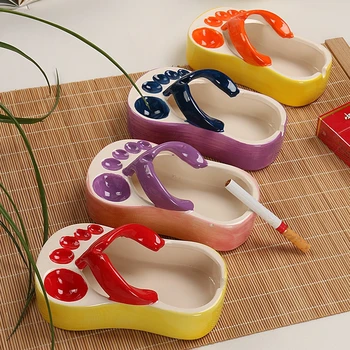 

Ceramic Slippers Ashtray Creative Personality Living Room Ashtray Fashion Home Exquisite Ceramic Ashtray Design