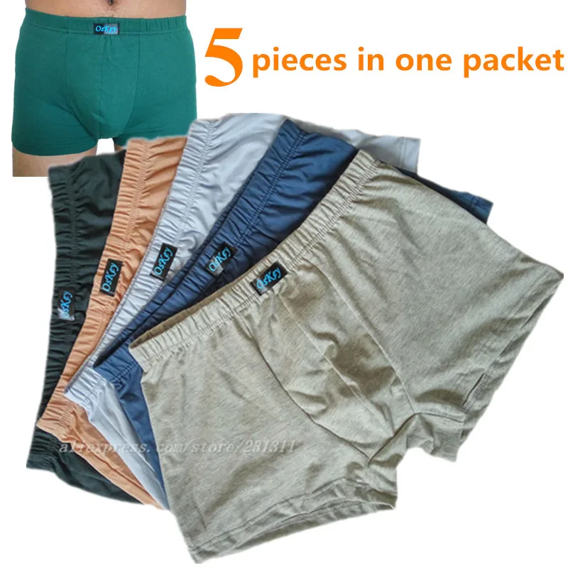 5 Pieces/sets 100 Cotton Plus Size Big Boxers Vogue Men's Clothing