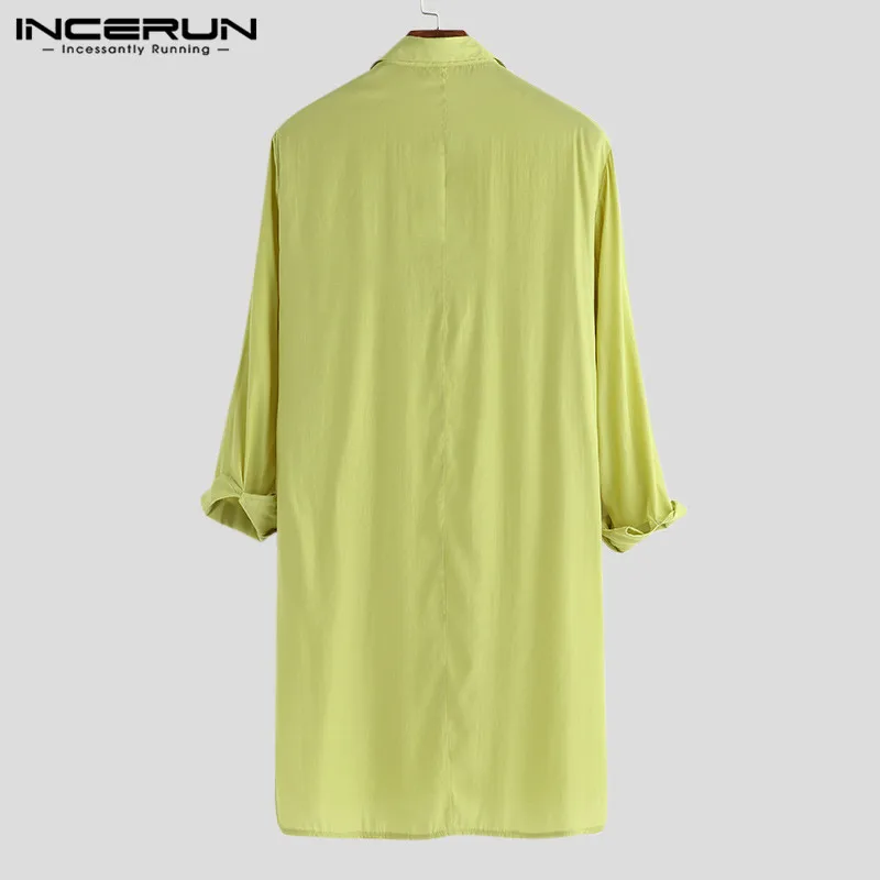 Мужская рубашка, солидная, с отворотом, с длинным рукавом, с карманами, винтажная, Пакистанская, мусульманская одежда, длинные рубашки для мужчин, инсерун, индийская одежда