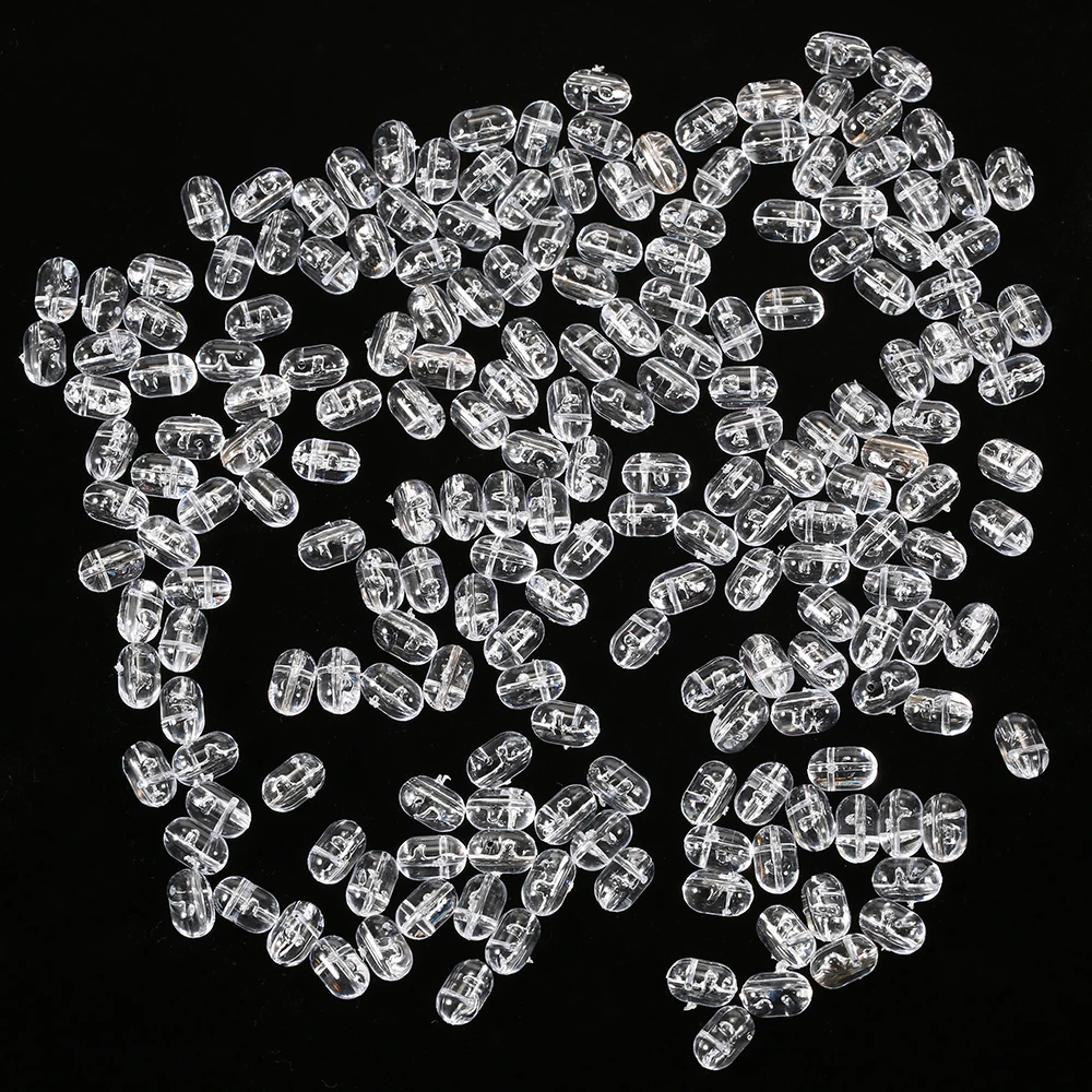 200Pcs lightweight Fishing Beads Tranparent Double Cross Hole Designs