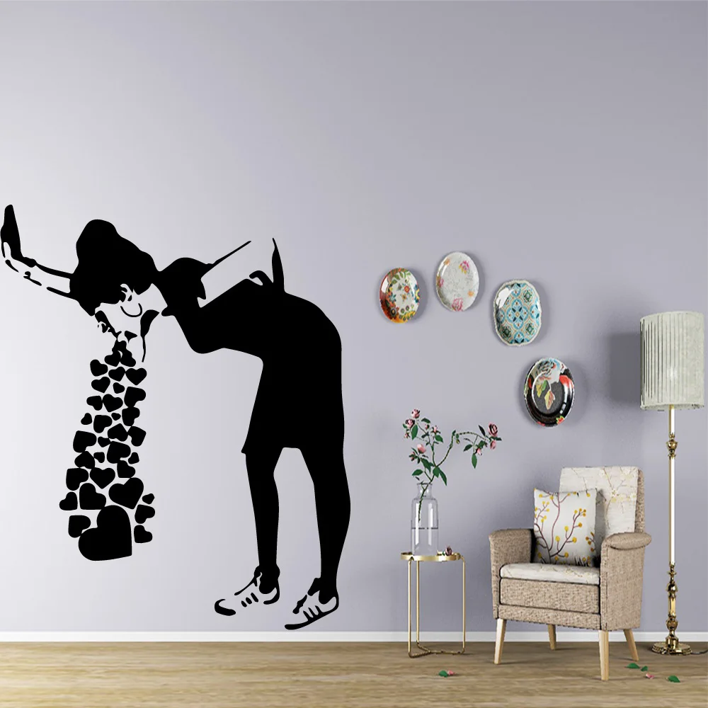 

New Design Banksy Girl Wall Stickers Modern Art Wall Decoration For Kids Rooms Home Decor Removable Decor Wall Decals