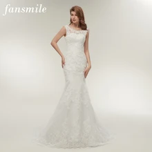 Женское кружевное свадебное платье Fansmile, платье невесты с юбкой годе, модель FSM-144M большого размера