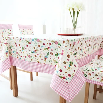Brand Sizes Cartoon Bunny Plaid Patchwork Print Pastoral cotton table cloth table cover tablecloth covers for table decoration