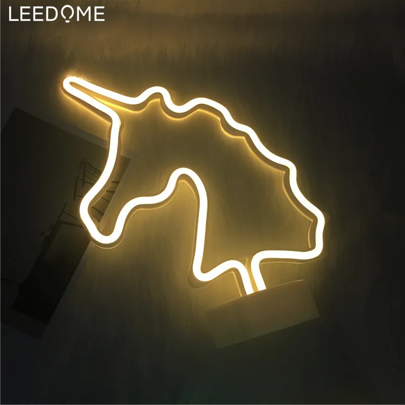 Leedome AA на батарейках Единорог неоновая лампа розовый Фламинго Светодиодная