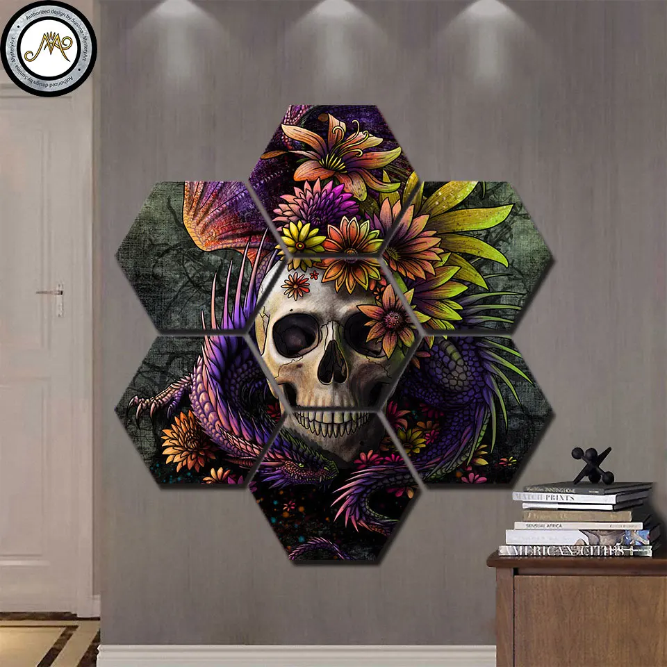 Flower Skull Print by Sunima Art HD Prints Home Decor 7 Pieces