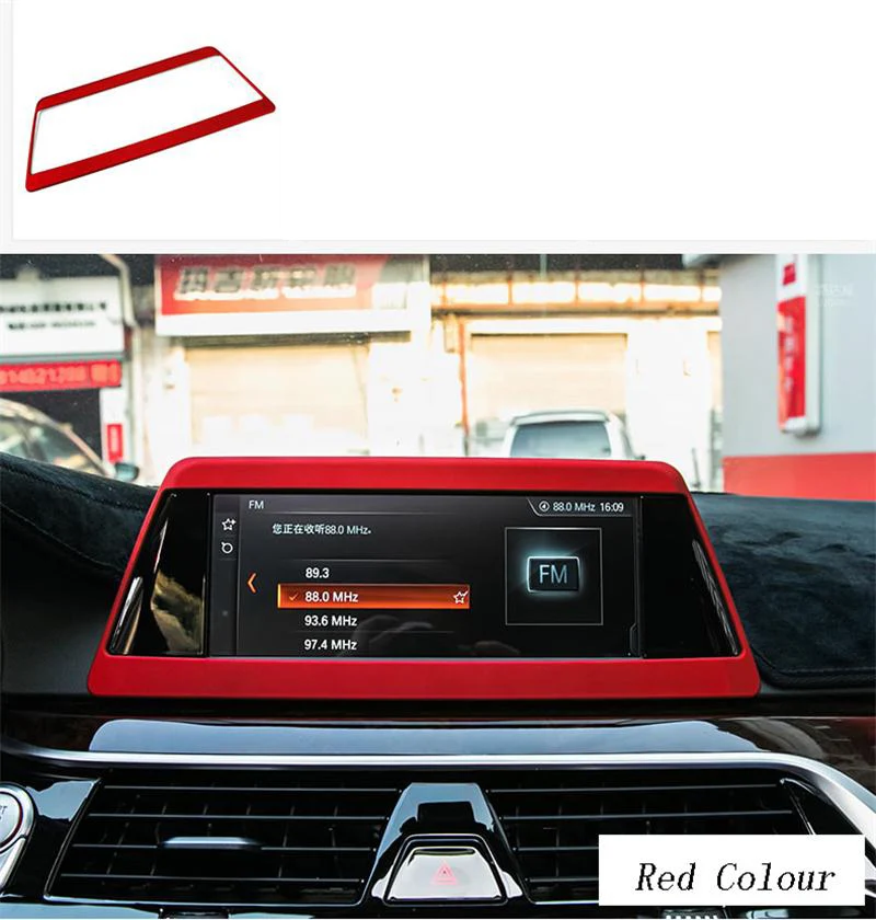 Автомобильный Стайлинг центральная консоль gps Навигация экран рамка украшения Чехлы наклейки Накладка для BMW 5 серии G30 G38 авто аксессуары - Название цвета: B Model Red