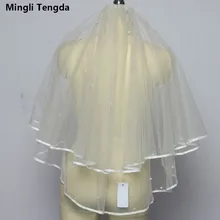 Свадебный аксессуар вуаль Вышивка Крестом Пакет Фата с расческой два слоя белый/красный/Кот короткие свадебная фата mingli Tengda