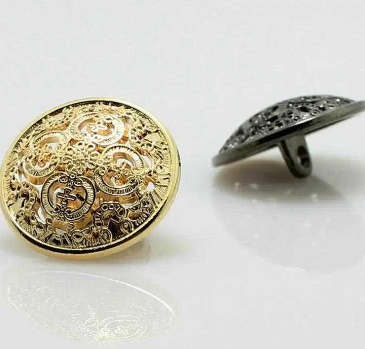 

Carve patterns metal Round golden black coat buttons shank button 100pcs/lot free shipping