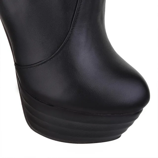 BONJOMARISA Plus Size 32-46 Fashion Over Knee Thigh High Boots Women Winter Spring Sexy Thin High Heels Platform Shoes Woman -