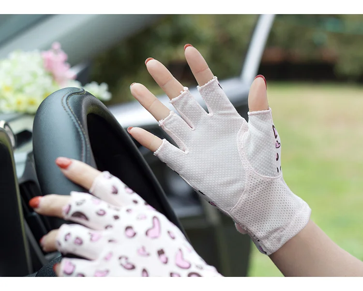 Полупальцевые кружевные из чистого хлопка солнцезащитные перчатки женский летний половина пальцев противоскользящие для вождения тонкие стильные женские рукавицы TB48
