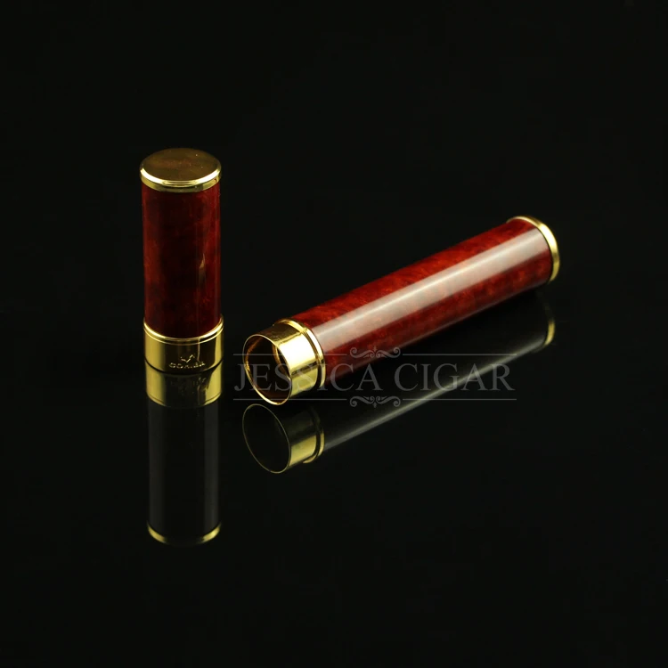 Red Metal Travel Cigar Tube Jar Holder Mini Cigar Humidor Portable