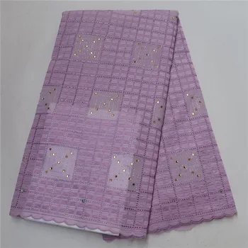 

2018 New Arrival high quality Lilac colour African polish lace fabrics Swiss voile Embroidered Fabric For Wedding Dress PSA173-2