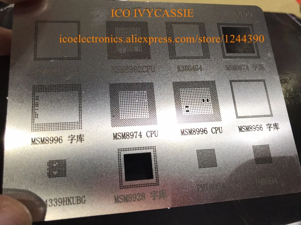 

For LG BGA Stencil MSM8996 MSM8992 MSM8974 CPU RAM PM8994 PMI8994 BCM4339HKUBG Reballing IC Direct Heating Template Thicken A499