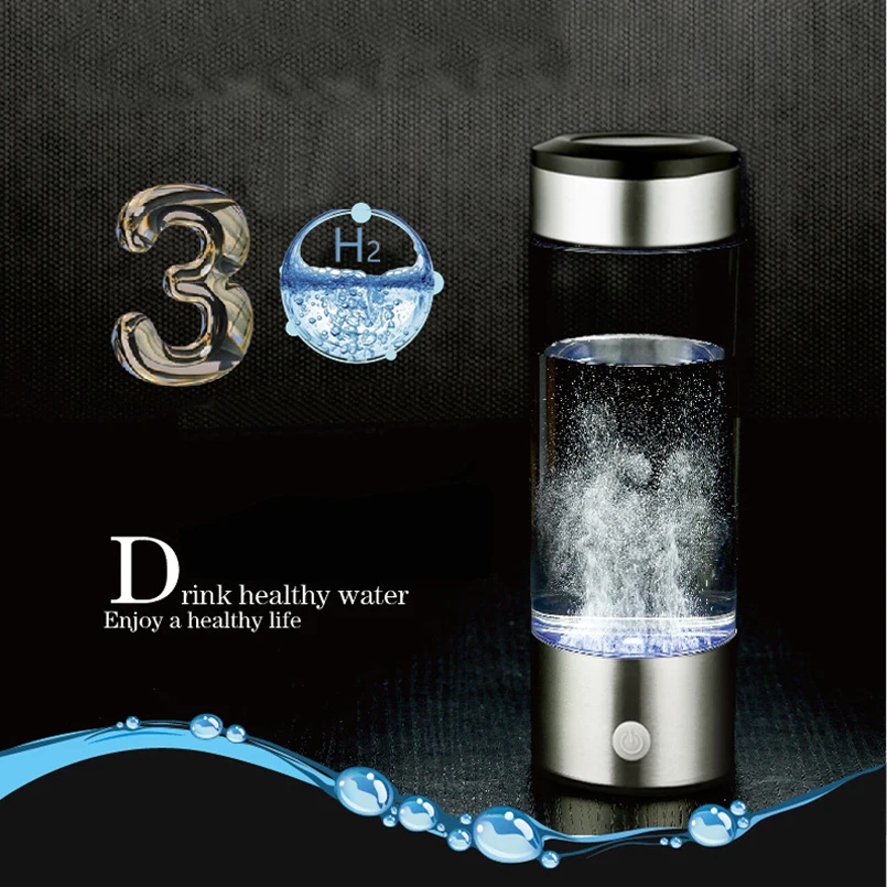 

Hydrogen Water Generator Alkaline Water Maker Rechargeable Portable Water Ionizer Bottle 380ml USB Line