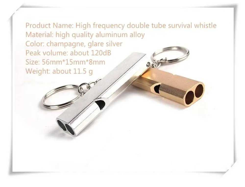 

Aluminum Alloy Double Frequency Survival Whistle Double Tube Outdoor Survival Rescue Whistle Equipment EDC Tool