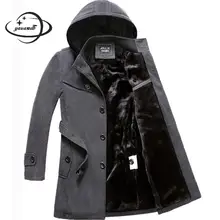 YAUAMDB, Мужская шерстяная, зимняя, размер, S-4XL, Мужская шерстяная смесь, пальто, куртка с капюшоном, кашемировое пальто, деловая однотонная верхняя одежда 111