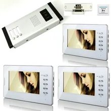 YobangSecurity 7 Inches Color Video Doorbell Door Chime,Rainproof Door Phone With Door Lock For 3 Units Villa Apartment Intercom