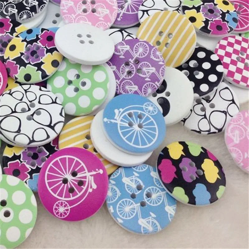 

10/30pcs Printed Wood Buttons 30mm Mixed Cute Buttons for Craft Garment Accessory WB56