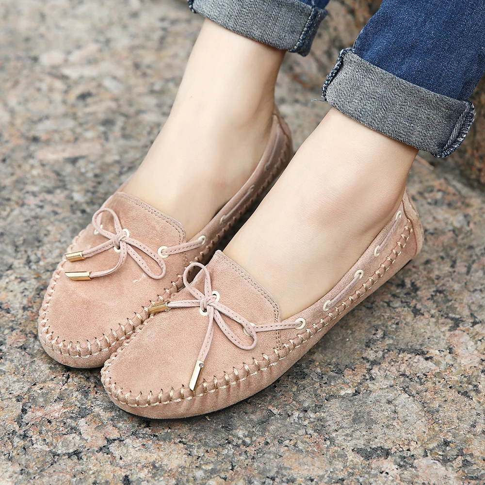 

FONGIMIC Women Flats Shoes Fashion Rosette Simple Spring Autumn Slip-on Shoses Peas Shoes Solid Comfortable Lady Flat Big Size