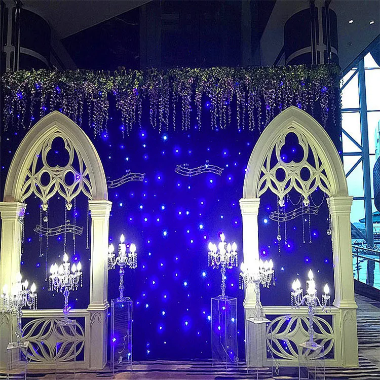 Синий+ белый светодиодный сценическая драпировка звезда ткань занавес фон экран с контроллером для свадьбы рождественской вечеринки на заказ
