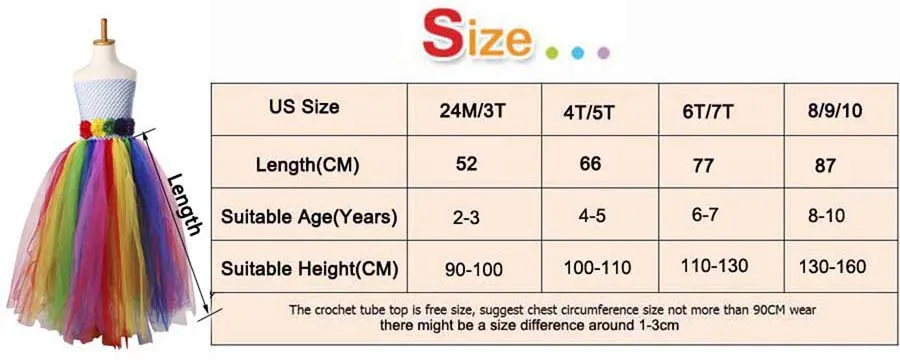 Shabby Flowers Girls Rainbow Tutu Dress Full Length Princess Tulle Dress Kids Birthday Party Ball Gowns Purim Xmas (9)