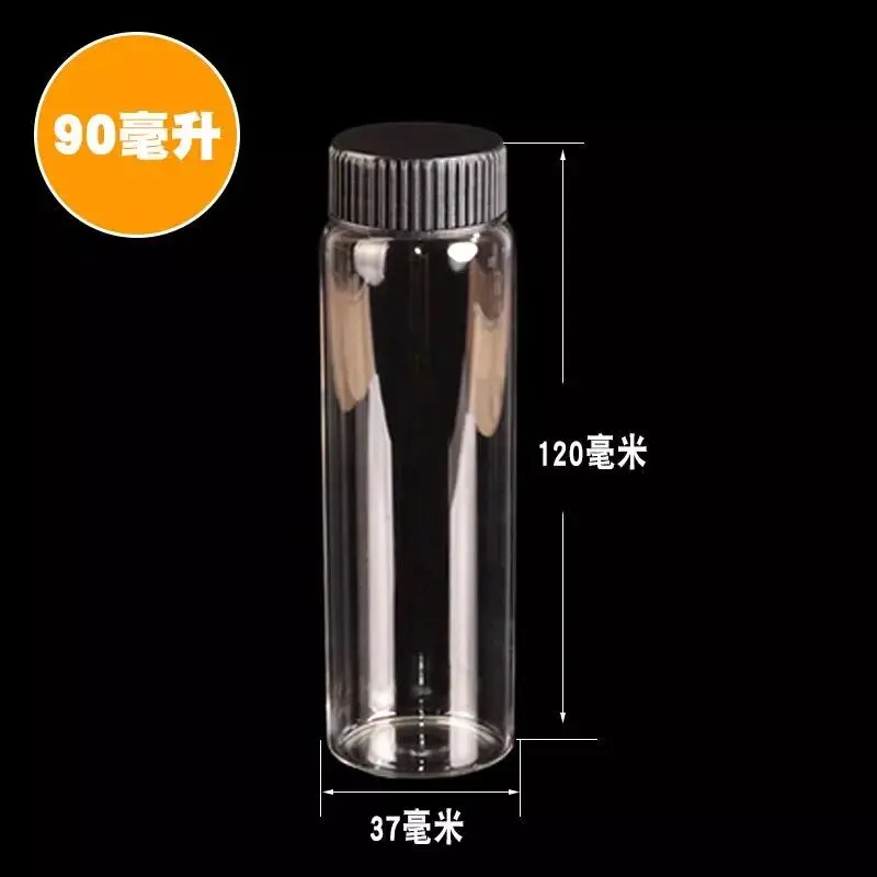 

10pcs/lot 37*120mm 90ml Glass Bottles Plastic Cap White Pink Black Screw Transparent Glass Vials Plastic Bottles Jars Bottles