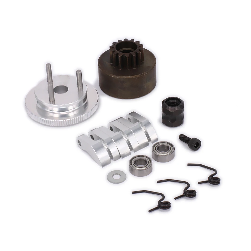 Clutch Bell 14T Gear Bearing Clutch Shoes Springs Cone&Engine Nut Flywheel Assembly For 1/8 RC