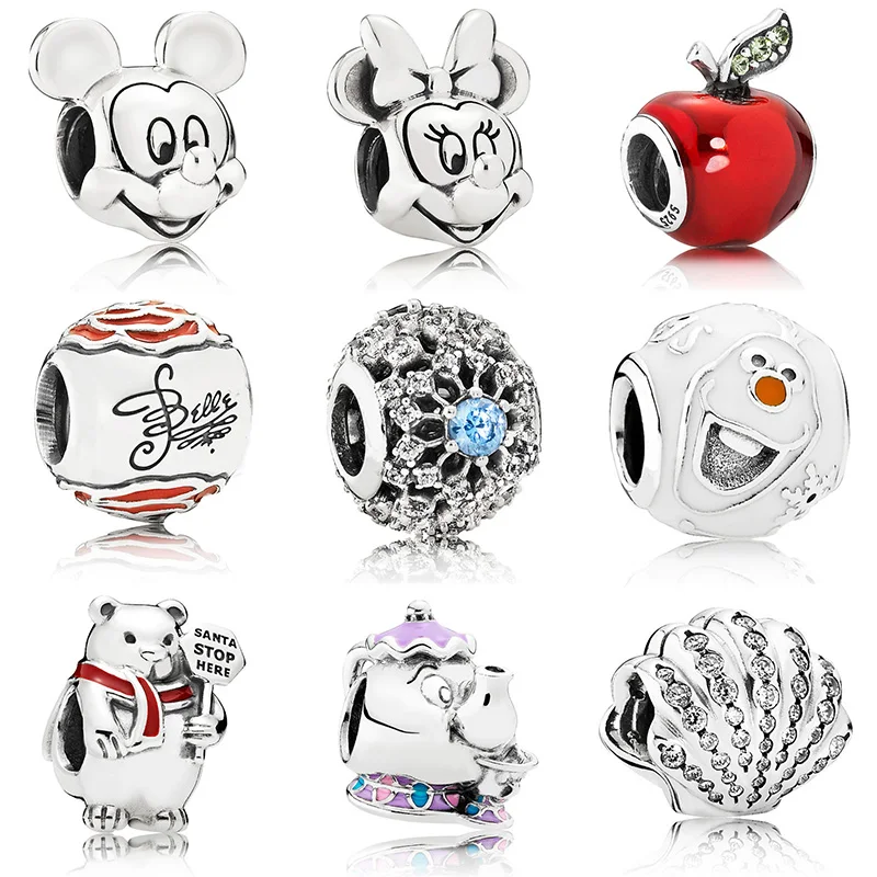 

Authentic 925 Sterling Silver Charm Mouse Apple Bear Glaze Crystal Beads For Original Pandora Charm Bracelets & Bangles Jewelry