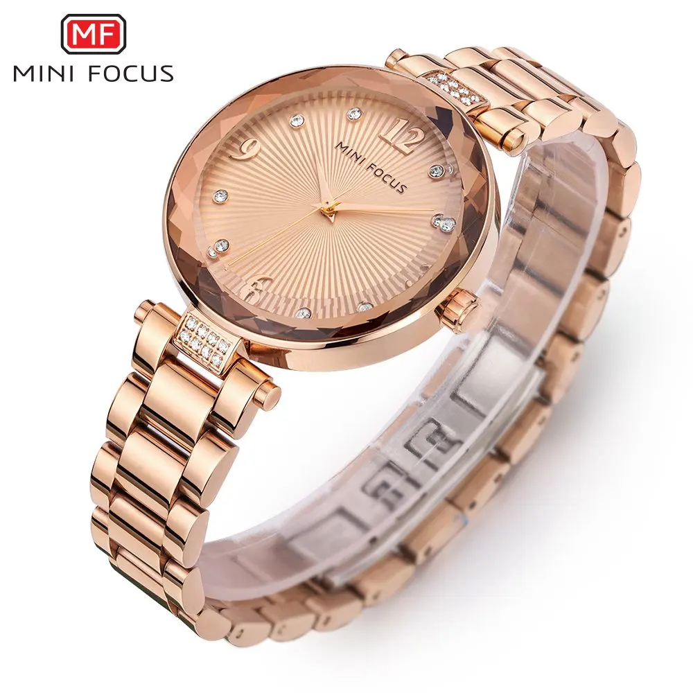 MINI FOCUS Crystal Gold Watch Women Ladies Famous Top Brand Luxury Quartz Watch Female Clock Montre Femme Relogio Feminino
