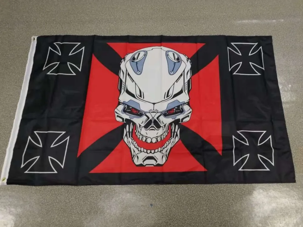 

johnin 90*150cm jolly roger Machine Skull bone pirate flag