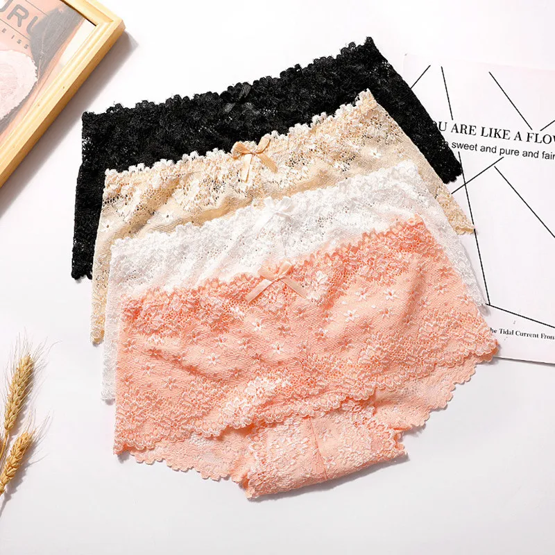 

Shuchan Sexy Lace Women's Briefs Transparent Lingerie Panties Female Low-rise Underwear Women Boyshort ropa interior femenina