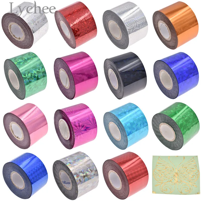 

Lychee 4cm Wide Multicolor Hot Stamping Foil Paper Embossed Laser Foil Paper DIY Handmade Crafts Material For Garment Cards