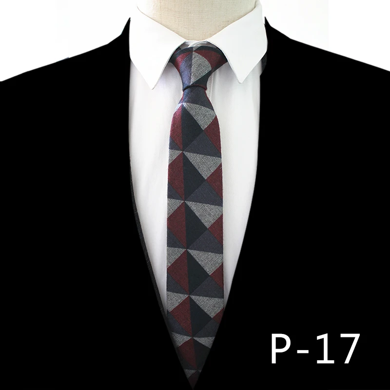 Модный мужской шерстяной хлопковый Полосатый Узкий галстук 6 см, Узкий Тонкий галстук для мужчин, повседневные Свадебные деловые галстуки gravatas - Color: P-17