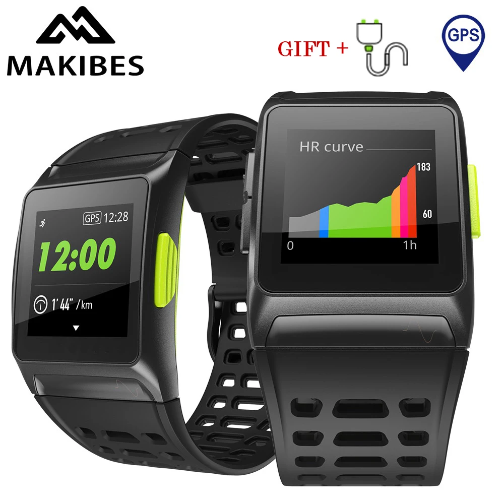  1 jahr garantie Makibes BR1 GPS Sport Armbanduhr Bluetooth EKG IP67 Wasserdicht IPS farbe Heart rat