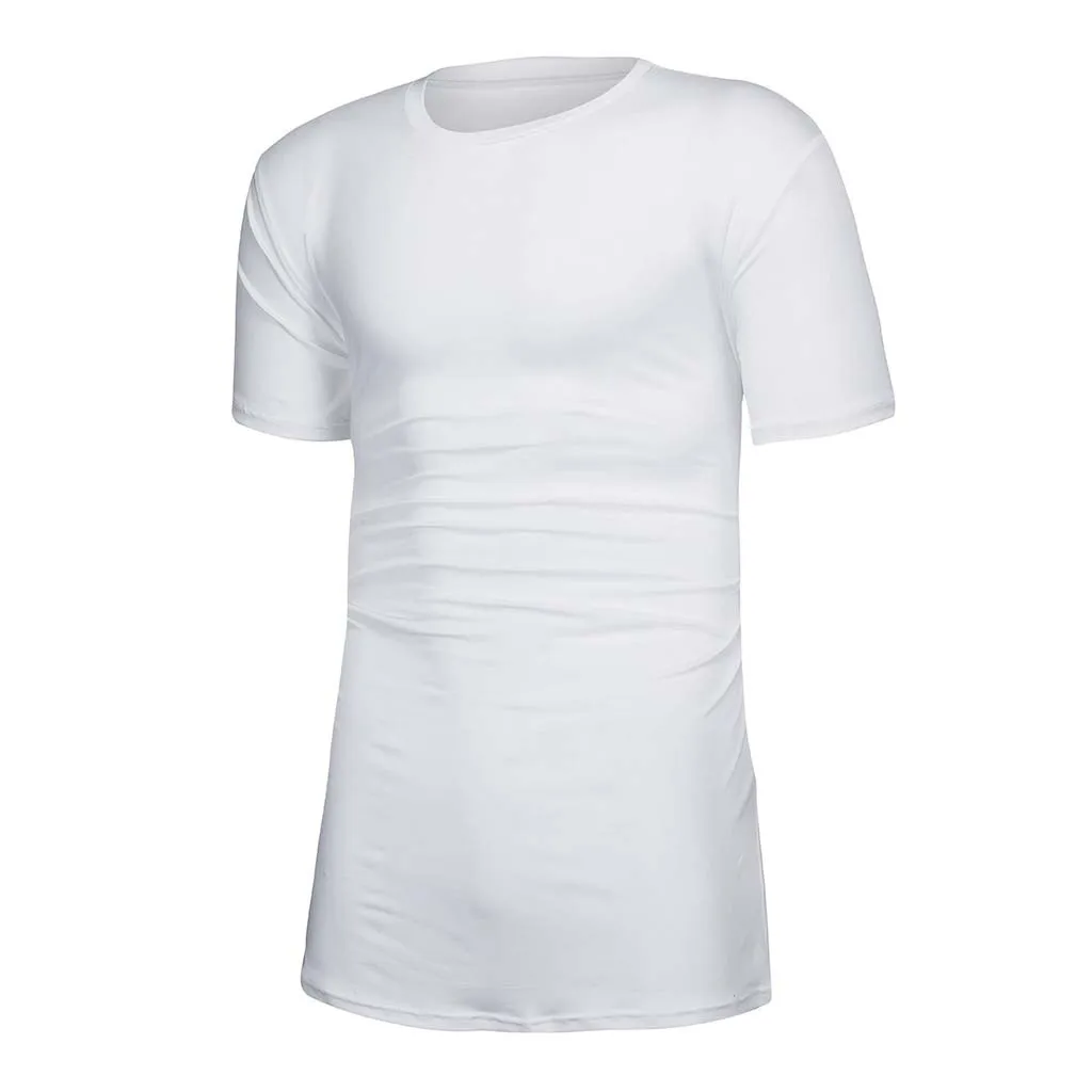 Новая мужская одежда, черная длинная футболка, мужские топы, хип-хоп футболка, Мужская хип-хоп футболка с коротким рукавом, удлиненные повседневные футболки - Цвет: Белый